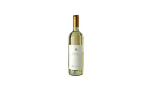 Bottiglia di vino bianco S'Elegas Argiolas, un nasco di Cagliari, con etichetta bianca e dettagli dorati.