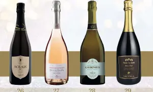 Quattro bottiglie di spumante italiano, tra cui il miglior spumante italiano, pronte per le feste.