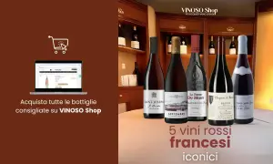 Cinque iconici migliori vini rossi francesi in esposizione, con un invito all'acquisto su VINOSO Shop.