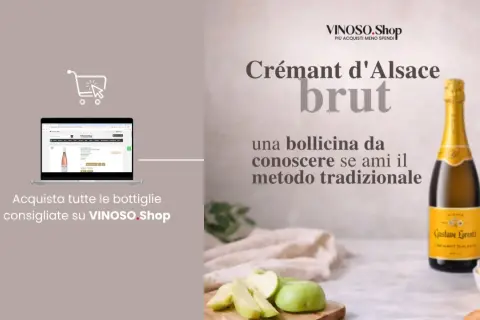 Bottiglia di Crémant d'Alsace brut Gustave Lorentz, con mele e limoni. Acquista online su VINOSO.Shop.