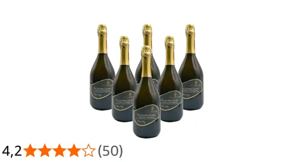 Six bottles of Prosecco with gold foil tops and "Extra Dry" labels are arranged on a white background.