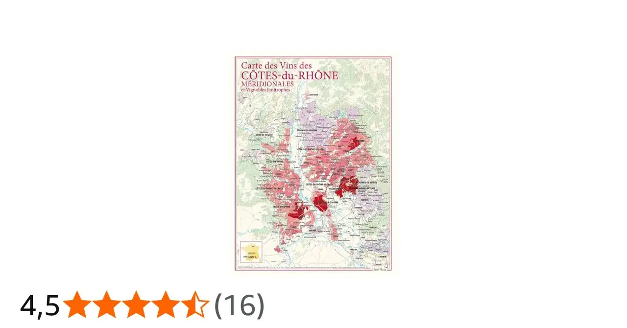 Mappa dei vini delle Côtes du Rhône Méridionales, con evidenziate le aree dei Côtes du Rhône Villages e i vignoboli limitrofi.