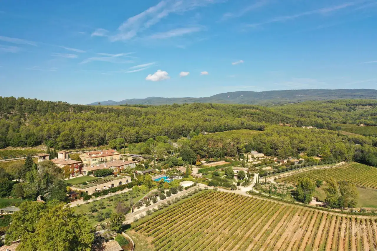 Vigneti rigogliosi e una tenuta con piscina, immersi nel verde della Provenza, dove nascono i pregiati vini provenza.